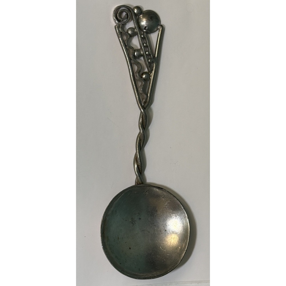 Vintage Modernist Metal Art Spoon Twisted Handle Brutalist Design 6 inch